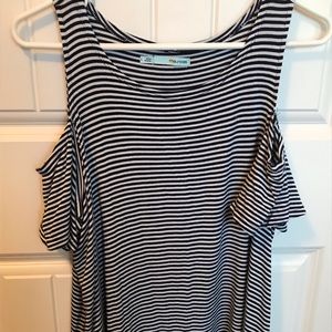 Maurice’s Navy Striped Cold Shoulder Top